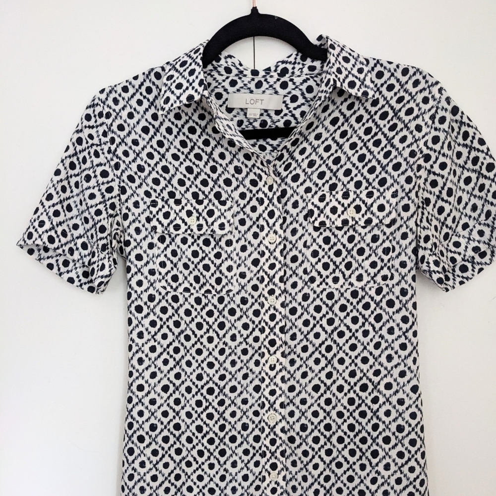 Loft XS Print Shirt Dress - Picture 4 of 10